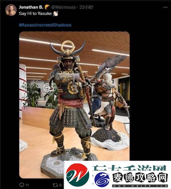 刺客信条：影黑哥弥助雕像曝光-眼神冷酷霸气十足