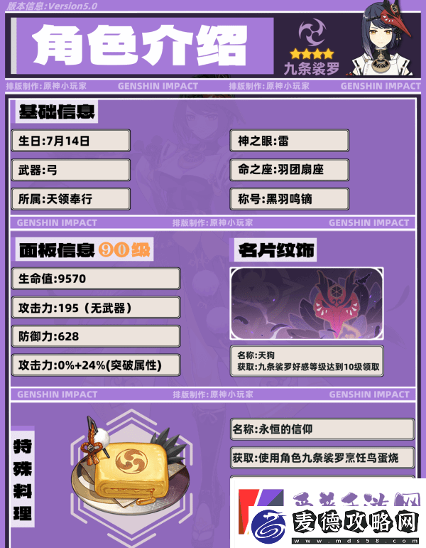 原神九条裟罗带什么圣遗物